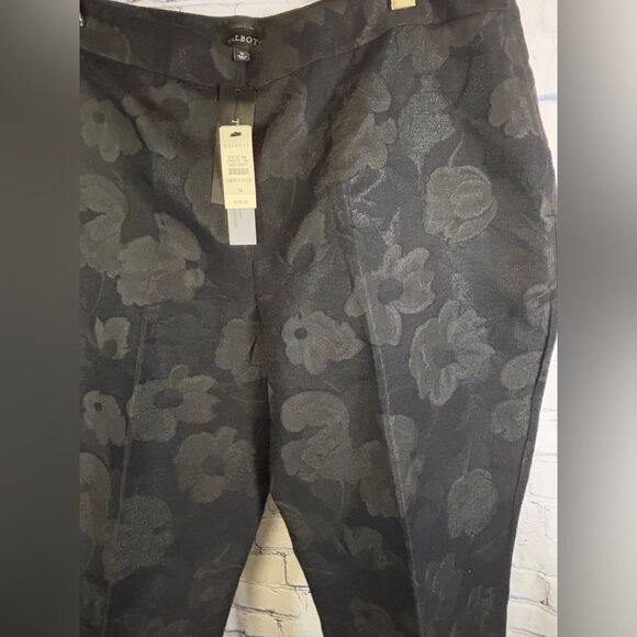 NWT Talbots Heritage Black Floral Jacquard Pants Side Zip Festive Party 16 - Picture 4 of 12